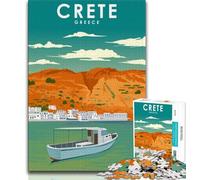 Crete Greece Travel Poster 1000 Piece Jigsaw Puzzles for Teenagers,Learning Educational Toy for Is Ideal As A Gift for The Whole Family 50x75cm