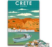 Crete Greece Travel Poster Puzzles 1000 Pieces for Adults, for And 14 Years And over Brainteaser Family Games Christmas Birthday Gifts 1000pcs(26x38cm)