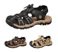 Crete Mens Sandals - Durable Shoes, Sturdy Grip, Cushioned Footbed, Neoprene Lined, Hook & Loop Straps Beach Shoes - For Travel, Walking