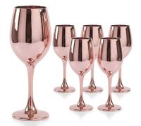 CretFine Metallic Tulip Long Stem Wine Glasses Set, Luxury Mirror-Finish Glassware, Unique Premium Fancy Drinking Cup, Set of 2 or 6 for Party, Gift, Women, Fine Dining, Wedding, 12oz (6, Rose Gold)