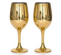 CretFine Metallic Tulip Long Stem Wine Glasses Set, Luxury Mirror-Finish Glassware, Unique Premium Fancy Drinking Cup, Set of 2 or 6 for Party, Gift, Women, Fine Dining, Wedding, 12oz (2, Gold)