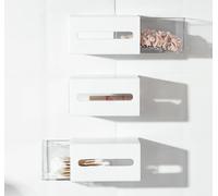 Cretosou Floating Wall Shelf Wall Storage Unit, Floating Shelves with 3 Drawers White Shelves, Wall Shelves for Hallway Living Room Bedroom Kitchen