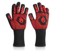 Cretosou Silicone Oven Gloves Heat Proof Gloves, Oven Mitts Non-Slip Silicone Cooking Gloves BBQ Gloves Fire Gloves With Fingers, Oven Gloves Heat Resistant for Grill Oven Cooking (A Pair)