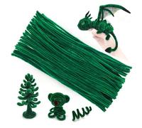 Cretty-Meet 100pcs Fluffy Pipe Cleaners Chenille Stems Pipe Cleaners Craft Supplies for Making Wreaths, Christmas Decorations, Animals, Flowers, Creative Handmade DIY Art Craft Project - Green