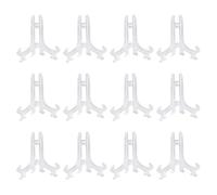 Cretty-Meet 12pcs 3" Mini Clear Plastic Easels, Little Display Stands Plate Holders Small Table Easel for Displaying Cards or Other Items at Weddings, Home Decoration, Birthdays, Tables