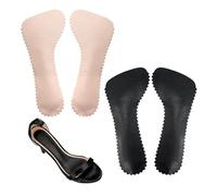Cretty-Meet 2 Pairs High Heel Cushion Inserts for Women, Self-Adhesive Comfortable Support Heel Pads, 3/4 Invisible Insoles Non-Slip Supportive Inserts for Open Toed Sandal Flat (Black, Beige)