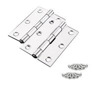 Cretty-Meet 2 Sets Replacement Door Hinges 3 Inch Stainless Steel Folding Butt Hinges Strong Solid Hinges with 12pcs Screws for Door Case Lid Wooden Box Chest (Silver)