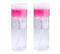 Cretty-Meet 2pcs 100ml Empty Nail Polish Remover Pump Dispenser Push Down Cleanser Bottle Travel Leak Proof Clear Liquid Container Dispenser for Makeup Remover Nail Art Cleansing Oil Toner