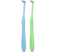Cretty-Meet 2pcs Interspace Toothbrush Soft Trim Single Tufted Wisdom Toothbrush for Detail Cleaning and Orthodontic Braces (Green and Blue)