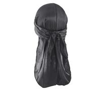 Cretty-Meet Black Silky Durag Cap Head Wrap Ultra-Soft Breathable Wrinkle Free Satin Durag for 360 Waves, Braids, Locs, Wide Long Tail Doo Rag Premium Silk Du Rag for Men and Women