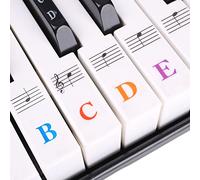 Cretty-Meet Universal Self-Adhesive Piano Keyboard Stickers Set for 37/49/54/61/76/88 White and Black Keys Music Electronic Identification Note Transparent Removable Color Letter Labels for Beginners