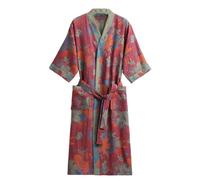 CRETUAO Ladies Summer Dressing Gowns Lightweight, Cotton Jacquard Kimono Bathrobe for Women, Fluffy Towelling Robes Womens Nightwear Housecoat,P,M