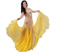 CRETUAO Women Sexy Indian Belly Dance Performance Dress,Halloween Carnival National Customs Party Prom Belly Dancing Costume,Sequin Beads Dance Outfit 5 Piece,Gold,L