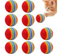 Cretvestsar 10 Pack Rainbow Cat Bouncy Balls - 4.2cm EVA Interactive Cats Toys Balls for Indoor Kittens, Durable Cat Ball Toys for Play Exercise