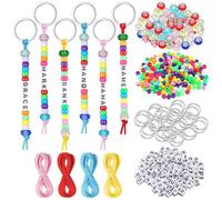 Cretvestsar 280 Pcs Keychain Making Kit for Kids, DIY Arts and Crafts Supplies with Alphabet Beads and Animal Charms, Create Your Own Unique Keychains for Backpacks, Gift for Girls Boys (Style 2)