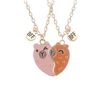Cretvestsar 2PCS Capybara BFF Necklace, Matching Best Friends Necklaces with Heart Pendant, Cute Animal Jewelry Gift for Girls, Jewellery for Graduation Birthday Christmas Gifts (style 2)