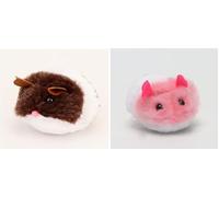 Cretvestsar 2PCS Plush Clockwork Hamster Toy Pink Brown Set, Wind Up Interactive Toy for Cats and Small Pets, Realistic Moving Hamster Toys (Pink and Brown) (style four)