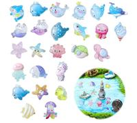 Cretvestsar 36pcs Mini Sea Animals, Resin Tiny Ocean Figurines Marine Miniature Plastic Animals Aquarium Ornaments Decorations for DIY Fish Tank Potted Micro Fairy Garden Dollhouse