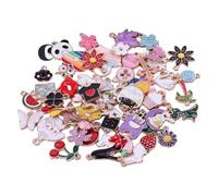 Cretvestsar 50 Pieces Random Style Enamel Charm Pendants, Colorful Metal Charms with Jump Rings for DIY Jewelry Making, Craft Projects, Bracelets, Necklaces, Keychains (style 2)