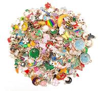 Cretvestsar 50 Pieces Random Style Enamel Charm Pendants, Colorful Metal Charms with Jump Rings for DIY Jewelry Making, Craft Projects, Bracelets, Necklaces, Keychains