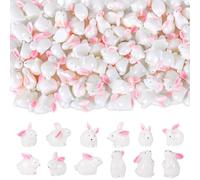 Cretvestsar 60Pcs Easter Resin Mini Landscapes, Cute Rabbit Themed Landscapes, Decorative Rabbit Figurines, Enhance Home Decor With Rabbit Ornaments for Whimsical Figurines (White Rabbit)