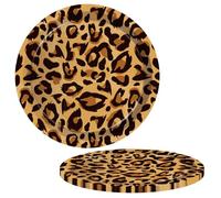 Cretvestsar 8-Piece Leopard Print Paper Plates - Animal Print Dinner Plates for Birthday, Graduation, Picnic & More