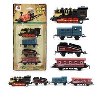 Cretvestsar Classic Streamline Steam Train Toy Set, Die-Cast Metal Model Train Collection with Locomotive and Cars, Vintage Railway Playset for Kids and Collectors (black)