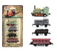 Cretvestsar Classic Streamline Steam Train Toy Set, Die-Cast Metal Model Train Collection with Locomotive and Cars, Vintage Railway Playset for Kids and Collectors (green)