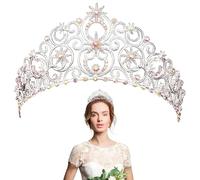 Cretvestsar Elegant Silver Queen Crown for Women, Alloy Crystal Rhinestone Tiara Headpiece for Wedding Birthday Party Halloween Cosplay Costume Accessories