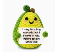 Cretvestsar Mini Crochet Avocado Plush, Handmade Emotional Support Doll with Encouragement Card, Tiny Desk Decor, Cute Knit Gift for Stress Relief, Friends, Adults (style 6)