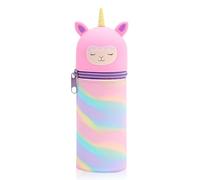 Cretvestsar Pencil Case Cute Girls Pencil Case, Silicone Standing Pencil Case, Gorgeous Colors, Cute Shape, Animal Element Children's Pencil Case for Student Child Girl (Camouflage Pink)