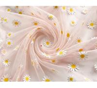 Cretvestsar Pink Sheer Floral Table Runner with Daisy Print French Bistro Style Decorative Tablecloth for Wedding Party Dining Table Home Kitchen Centerpiece 75x300cm (pink)