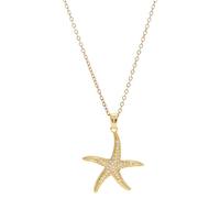 Cretvestsar Shining Starfish Necklace, Elegant Gold Pendant Necklace with Sparkling Crystal Copper Chain, Dainty Jewelry Gift for Women (gold)
