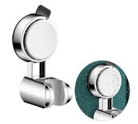 Cretvestsar Shower Head Holder, Adjustable Suction Cup Wall Mounted, Silver Chrome, ABS Material, No Drilling Required
