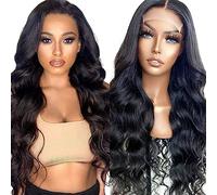 Creuost Real Hair Wig, 4x4 Transparent Lace Front, Body Wave Lace Front Human Hair Wig, Brazilian Virgin Hair, No Tangle, No Shedding for Women, 1B Natural Black, 30 Inches