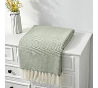 CREVENT 127cmX152cm Farmhouse Breathable Soft and Warm Classic Throw Blanket for Sofa Couch Bed, Faux Cashmere Home Decoration Throw with Tassles (Green)