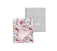 CREVENT 2Pcs 75cmX100cm Cute Cozy Fluffy Warm Baby Blankets for Infants Toddlers' Bedding Crib Cot Stroller - Grey Cloud + Mink Flower