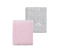 CREVENT 2Pcs 75cmX100cm Cute Cozy Fluffy Warm Baby Blankets for Infants Toddlers' Bedding Crib Cot Stroller - Grey Cloud + Wave Pink