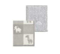 CREVENT 2Pcs 75cmX100cm Cute Cozy Fluffy Warm Baby Blankets for Infants Toddlers' Bedding Crib Cot Stroller - Grey Cloud + Knit Animal Grey