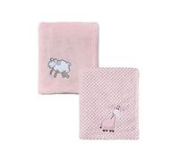 CREVENT 2Pcs 75cmX100cm Cute Cozy Fluffy Warm Baby Blankets for Infants Toddlers' Bedding Crib Cot Stroller - Giraffe + Sheep