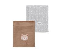 CREVENT 2Pcs 75cmX100cm Cute Cozy Fluffy Warm Baby Blankets for Infants Toddlers' Bedding Crib Cot Stroller - Grey Cloud + Brown Bear