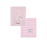 CREVENT 2Pcs 75cmX100cm Cute Cozy Fluffy Warm Baby Blankets for Infants Toddlers' Bedding Crib Cot Stroller - Giraffe + Elephant