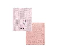 CREVENT 2Pcs 75cmX100cm Cute Cozy Fluffy Warm Baby Blankets for Infants Toddlers' Bedding Crib Cot Stroller - Giraffe + Sherpa Pink