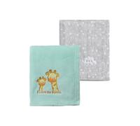 CREVENT 2Pcs 75cmX100cm Cute Cozy Fluffy Warm Baby Blankets for Infants Toddlers' Bedding Crib Cot Stroller - Grey Cloud + Green Giraffe
