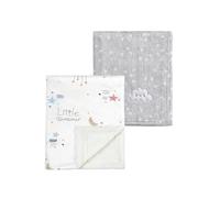 CREVENT 2Pcs 75cmX100cm Cute Cozy Fluffy Warm Baby Blankets for Infants Toddlers' Bedding Crib Cot Stroller - Grey Cloud + Dream