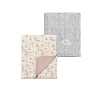 CREVENT 2Pcs 75cmX100cm Cute Cozy Fluffy Warm Baby Blankets for Infants Toddlers' Bedding Crib Cot Stroller - Grey Cloud + Muslin Flower