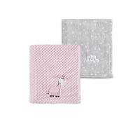 CREVENT 2Pcs 75cmX100cm Cute Cozy Fluffy Warm Baby Blankets for Infants Toddlers' Bedding Crib Cot Stroller - Grey Cloud + Giraffe