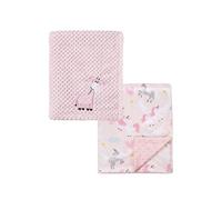 CREVENT 2Pcs 75cmX100cm Cute Cozy Fluffy Warm Baby Blankets for Infants Toddlers' Bedding Crib Cot Stroller - Giraffe + Unicorn