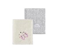 CREVENT 2Pcs 75cmX100cm Cute Cozy Fluffy Warm Baby Blankets for Infants Toddlers' Bedding Crib Cot Stroller - Grey Cloud + Butterfly