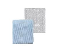 CREVENT 2Pcs 75cmX100cm Cute Cozy Fluffy Warm Baby Blankets for Infants Toddlers' Bedding Crib Cot Stroller - Grey Cloud + Wave Blue